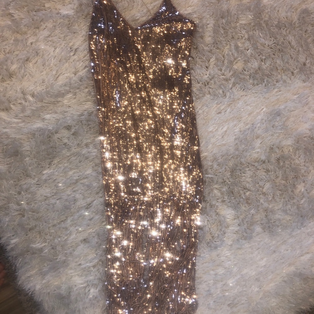 Sequin rose gold dress